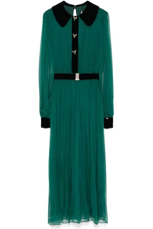NISSA Belted silk midi dress