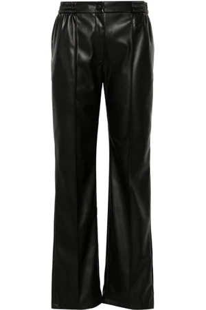 Twin-Set Oval T-plaque faux-leather trousers
