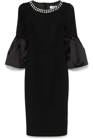 NISSA Crystal-embellished crepe midi dress