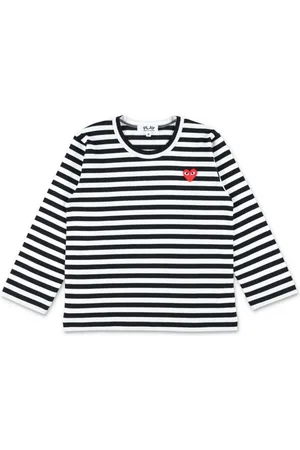 Comme des Garçons Heart-patch striped T-shirt