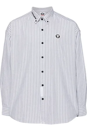 A Bathing Ape Logo-patch striped shirt