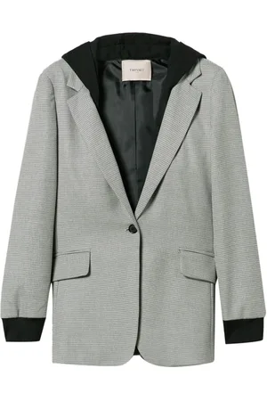 Twin-Set Hooded houndstooth blazer