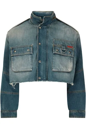 MARTINE ROSE Logo-patch denim cropped jacket