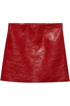 Prada Cracked-effect leather mini skirt