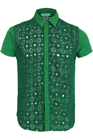 AMIR SLAMA Crochet-panel shirt