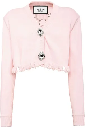 Philipp Plein Logo-embroidered cropped cotton cardigan