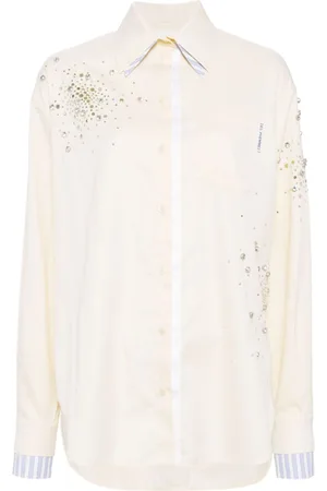 Des Phemmes Crystal-embellished cotton shirt