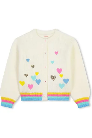 Billieblush Heart-motifs sequin-embellished knit cardigan
