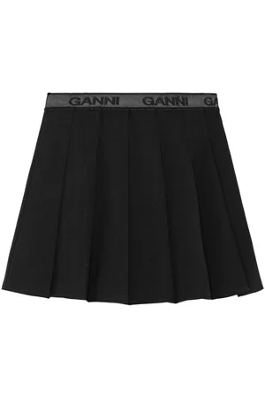 Ganni Light twill pleated mini skirt