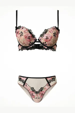 Twin-Set Floral embroidery push up bra and briefs
