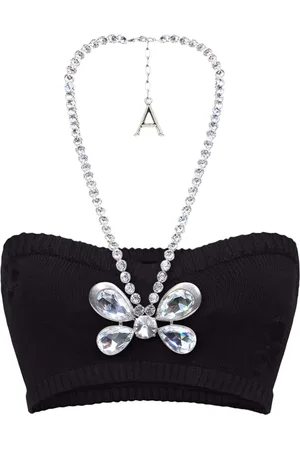 AREA Crystal Butterfly knitted bandeau