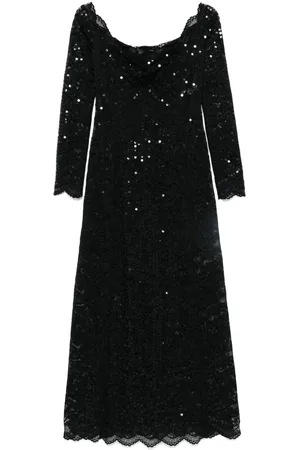 Paco rabanne Sequin-embroidered lace maxi dress