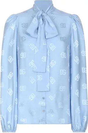 Dolce & Gabbana Monogram-jacquard pussy-bow shirt
