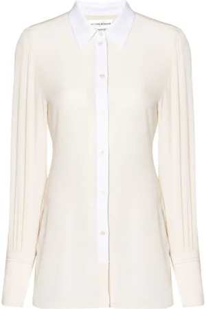 Victoria Beckham Contrast-placket silk shirt