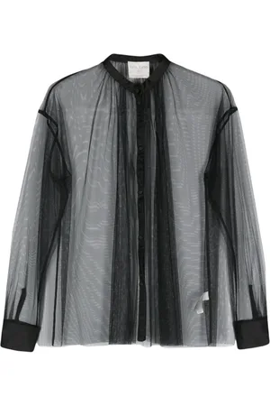 FORTE FORTE Raw-cut mesh shirt