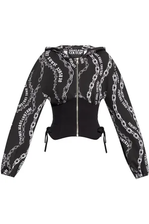 VERSACE Chain Couture-print panelled hoodie