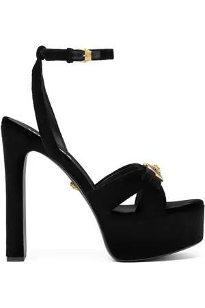 VERSACE 140mm Gianni Ribbon velvet sandals