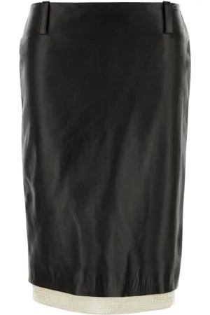 MAGDA BUTRYM Crochet-trimmed leather skirt