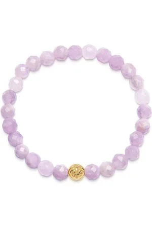 Nialaya Logo-bead amethyst stone bracelet