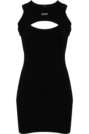 OFF-WHITE Logo-print cut-out minidress