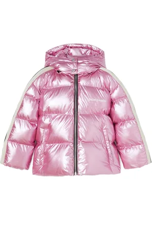 Palm Angels Metallic hooded puffer jacket