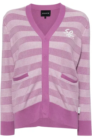 AGNÈS B. Logo-embroidered striped cardigan
