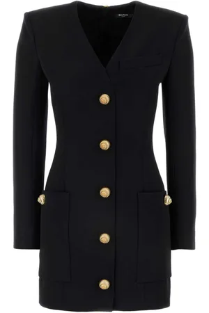 Balmain Embossed-button mini dress