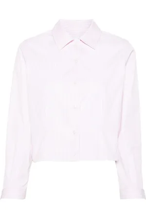 Thom Browne Striped poplin cropped shirt
