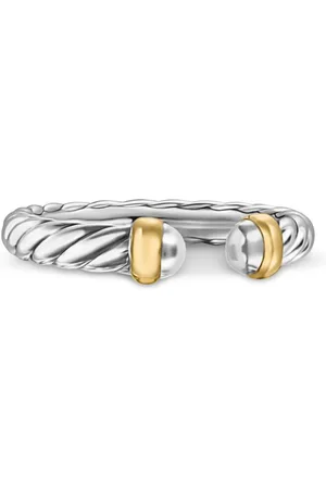 David Yurman 14kt yellow gold and sterling Petite Cable ring (3.4mm)