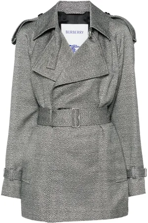 Burberry Chevron-jacquard belted coat