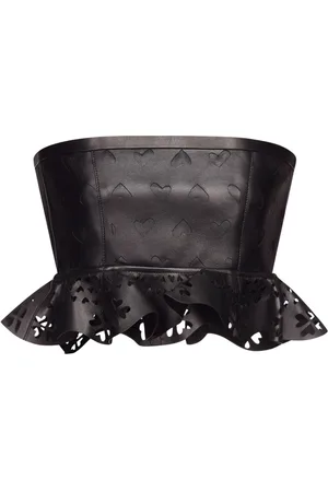 AREA Laser-cut leather heart bandeau