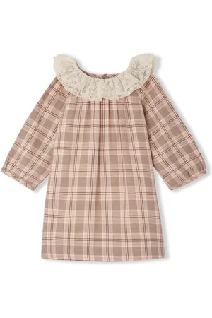 BONPOINT Checked ruffle-trim dress