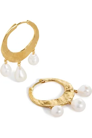 Monica Vinader Capri Baroque Pearl medium hoop earrings