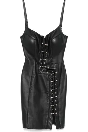 MITILIANE COUTURE Piercing-embellished leather mini dress