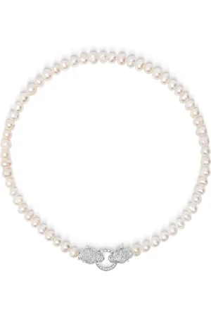 Nialaya Panther Head pearl-embellished necklace