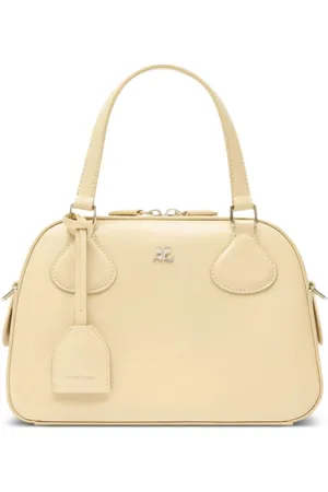 Courrèges Logo plaque leather bowling bag