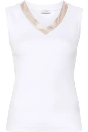 PESERICO SIGN Ribbed-knit cotton tank top