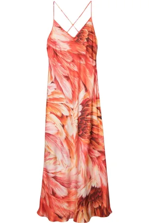 Roberto Cavalli Plumage silk maxi dress