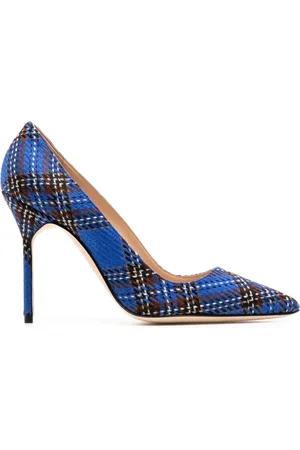 Manolo Blahnik Tartan leather pumps