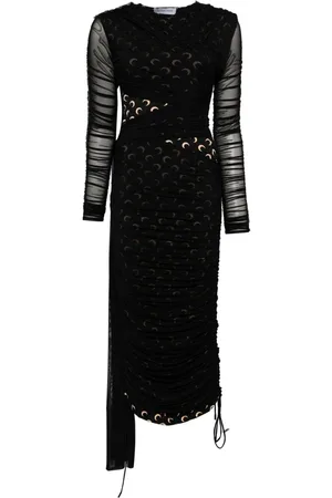 Marine Serre Crescent-Moon-print draped dress
