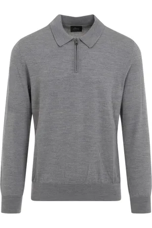 BRIONI Zip-fastening wool polo shirt