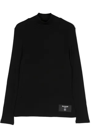 Balmain Fine-ribbed logo-patch jumper