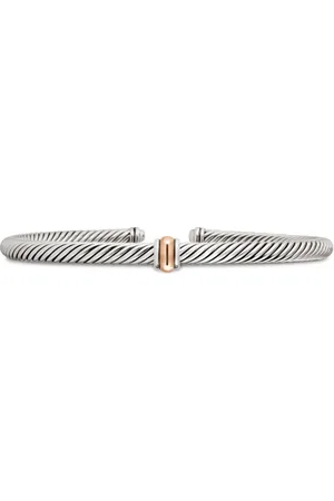David Yurman 18kt rose gold and sterling Classic Cable Station bracelet (4mm)