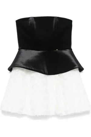 NISSA Petal-layer velvet mini dress