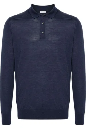 CARUSO Long-sleeve fine-knit polo shirt