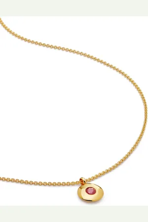 Monica Vinader 18kt recycled vermeil Birthstone ruby pendant necklace