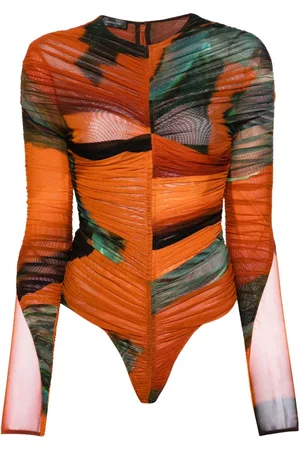 MUGLER Archive-print mesh bodysuit
