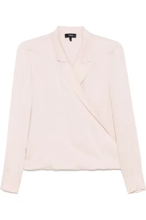 THEORY Peak lapel wrap blouse