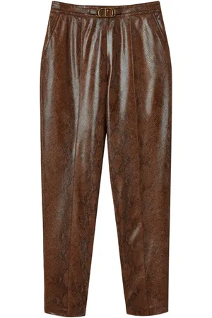 Twin-Set Snake-effect cropped trousers
