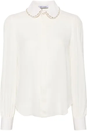 DICE KAYEK Pearl beaded collar silk shirt